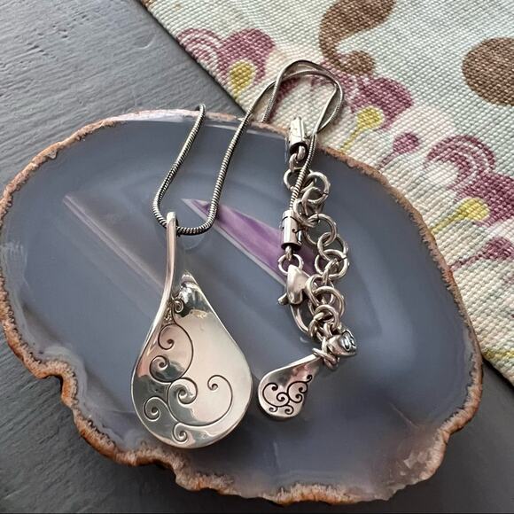 Brighton Tear Shape Pendant Silver Tone Necklace - Picture 4 of 9